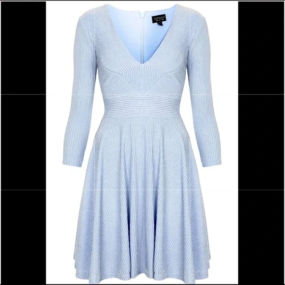 ISO Topshop Pinstripe Skater Dress Light Blue ISO Topshop Pinstripe Skater Dress Light Blue